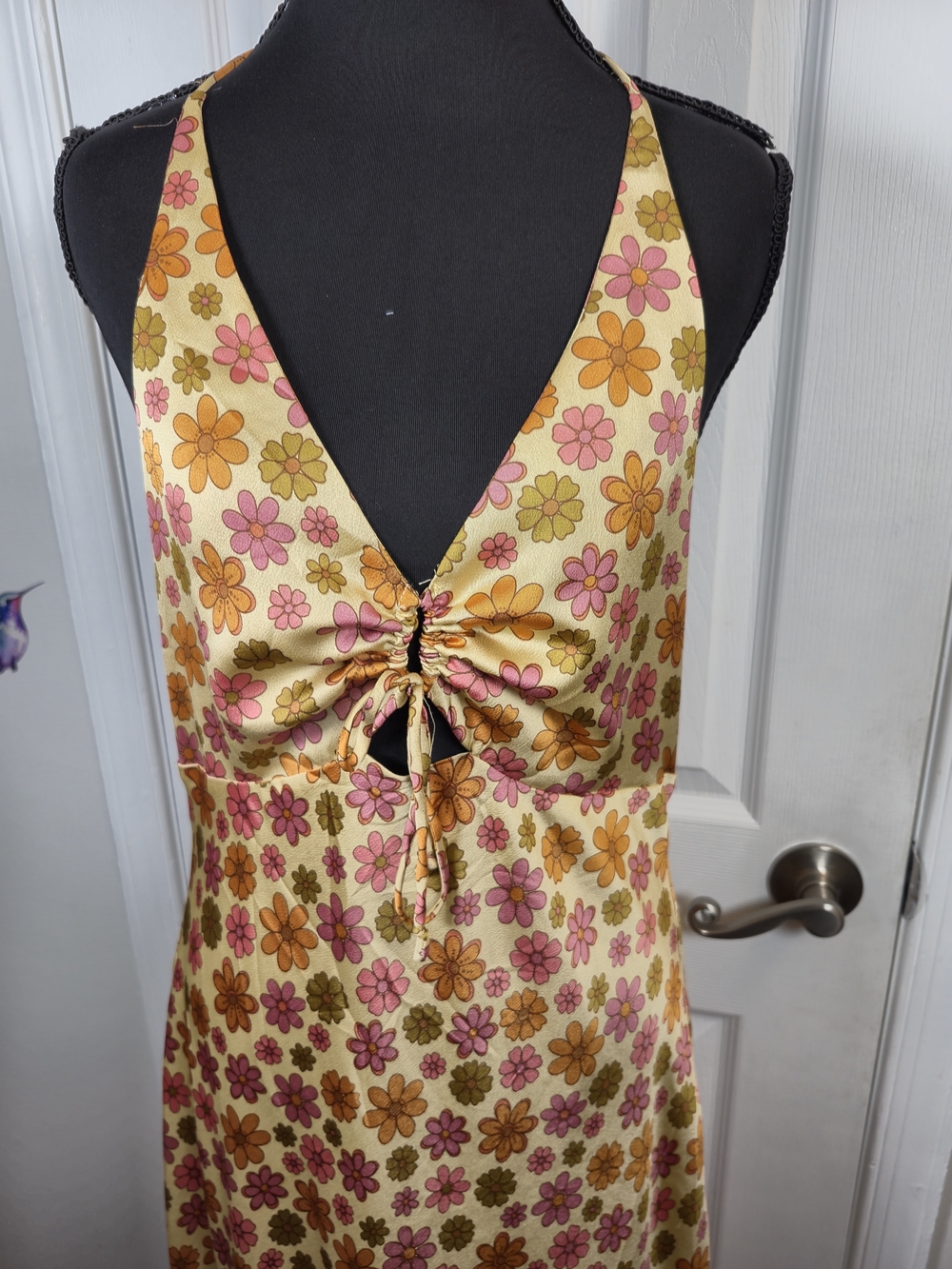 70s Floral Halter Maxi Dress - Boho Chic Summer Festival Gown - Picture 4 of 7